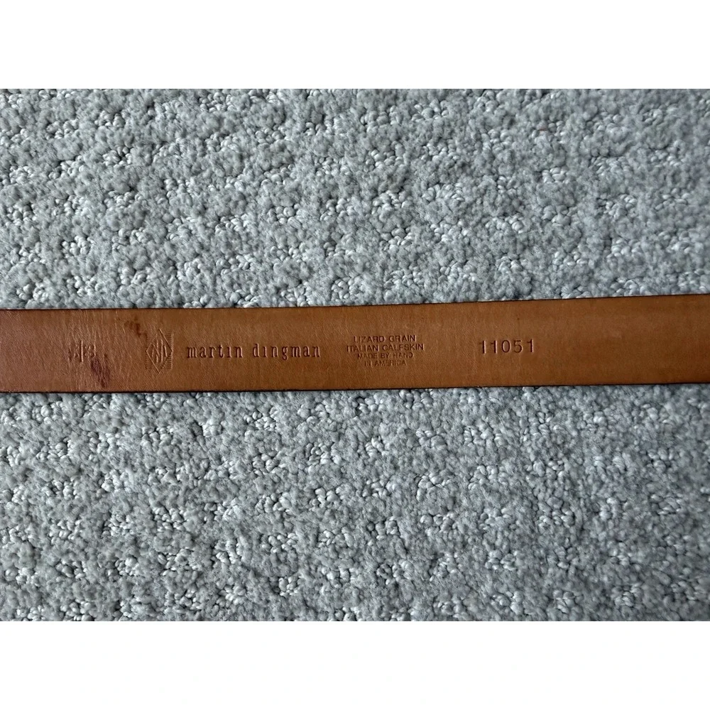Martin Dingman Lizard Grain Italian Calfskin Leather Belt Sz 36 Handmade USA